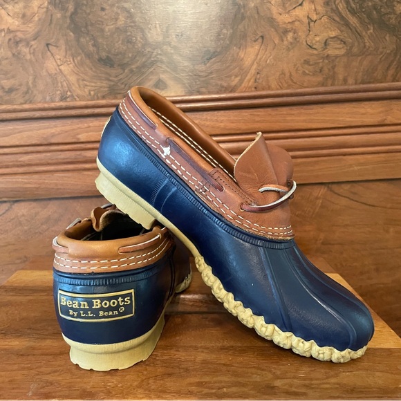 LL Bean Boot Women’s Classic Blue & Tan Rain Snow Boot Low Cut - Picture 5 of 17
